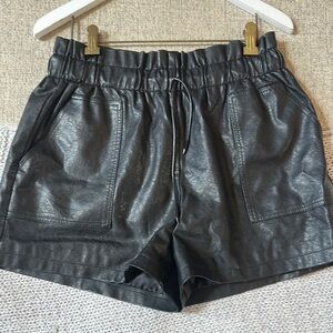 Women's Black Faux Leather Shorts